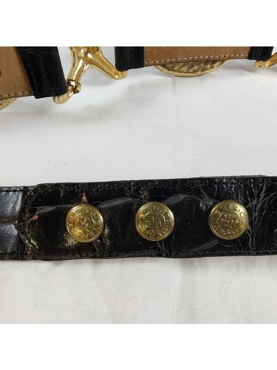 Streets Ahead Santa Monica X & O Rhinestone Leather Statement Belt Vintage main image 5